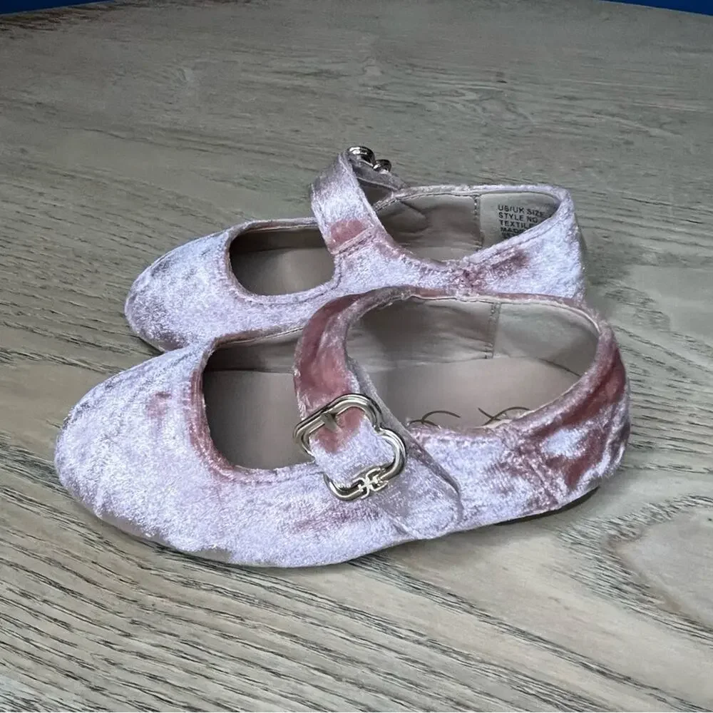 SAM EDELMAN Baby Maeve Michaela Mary Jane Flats Blush Pink Velvet Size 5